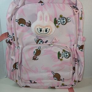 Cute Pink Backpack with Bunny and Animal Print